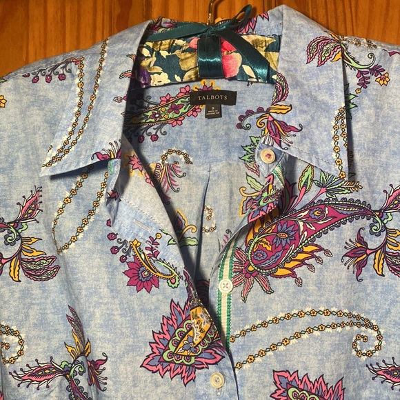 Talbots COTTON SWIRLY PAISLEY BUTTON FRONT - Picture 3 of 7